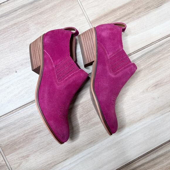 Frye Rubie Western Slip On Booties In Raspberry Size 5.5 - Picture 6 of 7